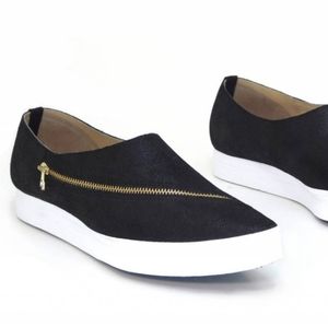 ALL BLACK Anthropologie Slant Zipper Sneakers